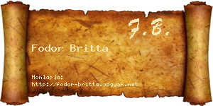 Fodor Britta névjegykártya